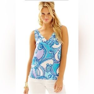 Lilly Pulitzer 100% Silk Bright Colored Sleeveless Lightweight Top